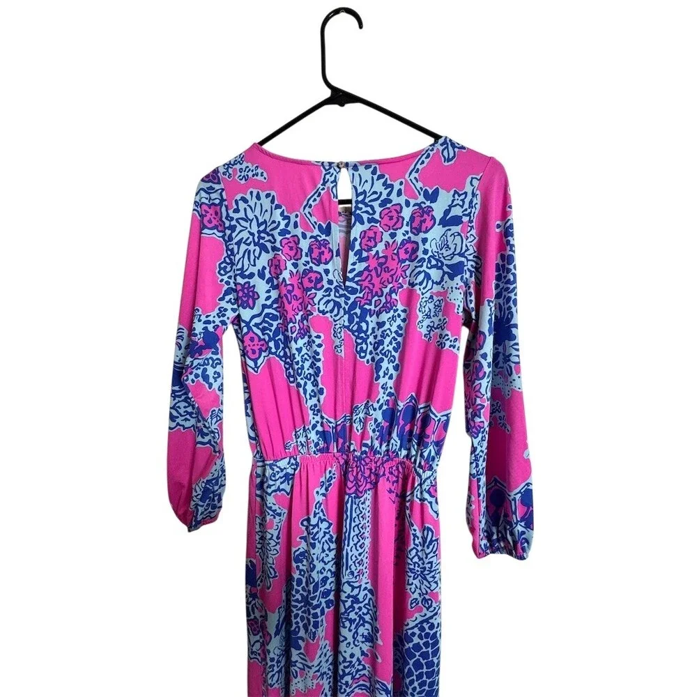 Lilly Pulitzer Ashlynn Maxi Dress Womens Size S Pink Blue Tropical - Picture 8 of 10